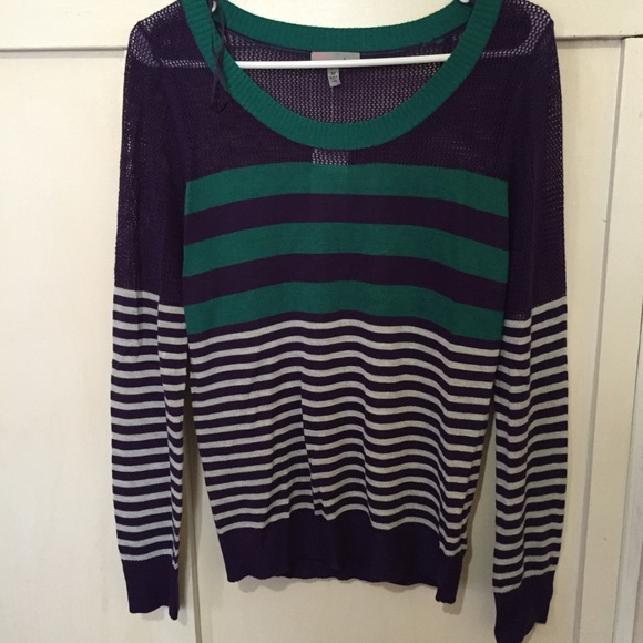 NWT- Striped Green & Purple Sweater