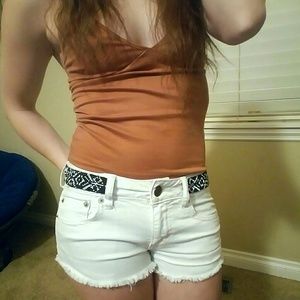 American Eagle - White Beaded Jean Shorts