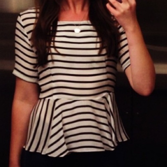 Boutique Tops - Striped Peplum Top