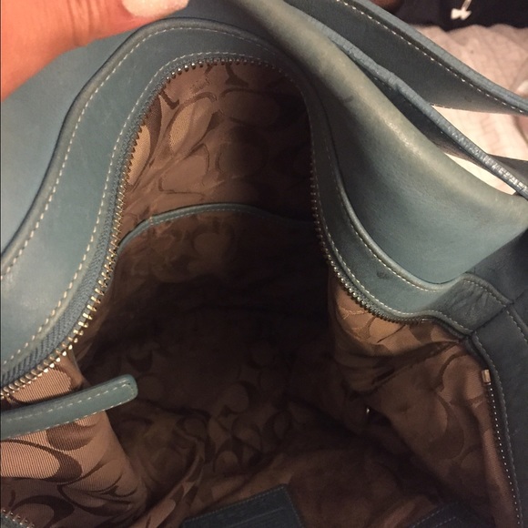 Blue leather coach purse with matching wallet - Picture 3 of 3