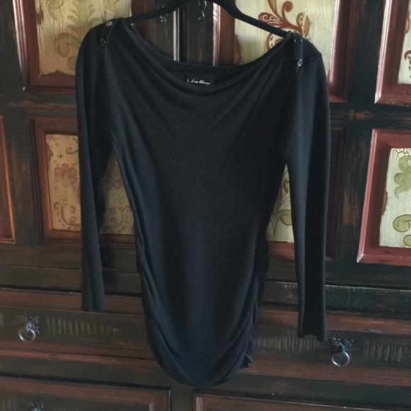 Black Long sleeve sweater dress with rouched sides