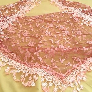 Lace pink and burgundy scarf -- brand new