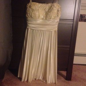 White flowered strapless dress...