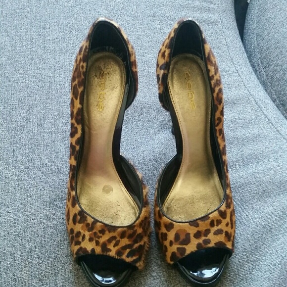 Leopard open toe heels - Picture 1 of 4