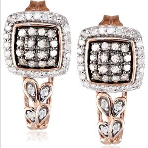 10k Rose Gold chocolate and white diamond earrings