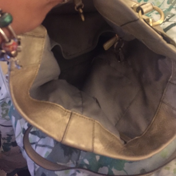 Gold textured authentic coach purse and wallet - Picture 3 of 4