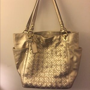 Gold textured authentic coach purse and wallet