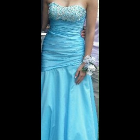Blue mermaid style prom dress