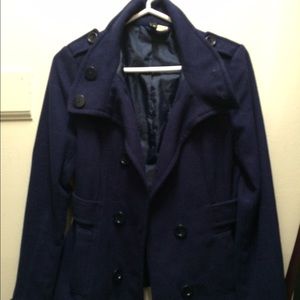 ❄️H&M navy blue pea coat, size 6
