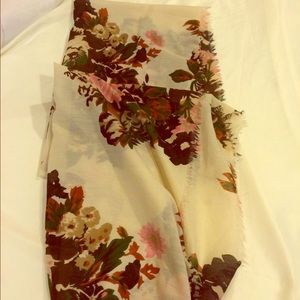 Long cream with floral print scarf