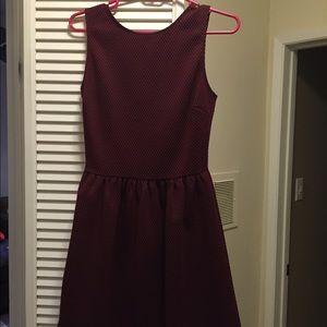 Bloomingdales maroon fit and flare dress size M
