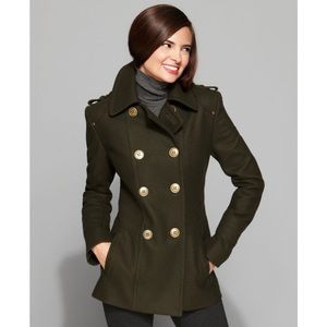 Kenneth Cole Reaction Green Military Peacoat