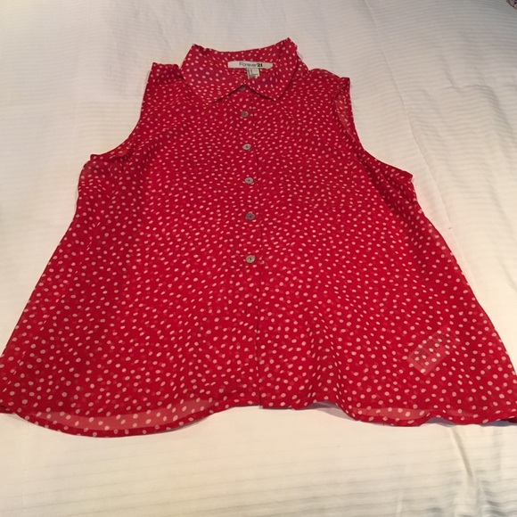 Forever 21 sleeveless polka dot blouse