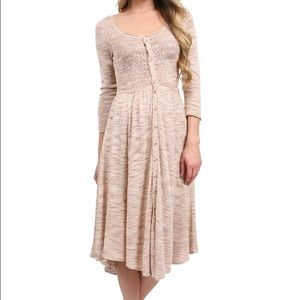 Free People Beige Space Dye Henley Dress