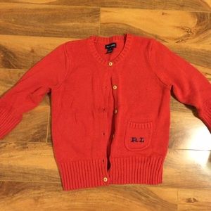Ralph Lauren coral cardigan.