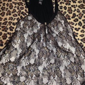 Black and gold lace tank top