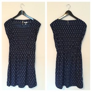 Navy Key Print Satin Dress | Old Navy (M)