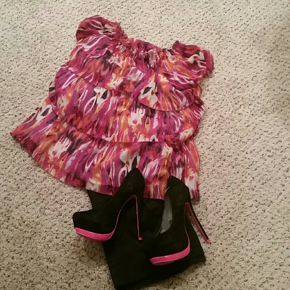 Pink ruffled top