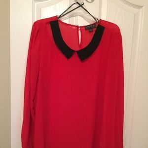Red black collar top Forever 21+
