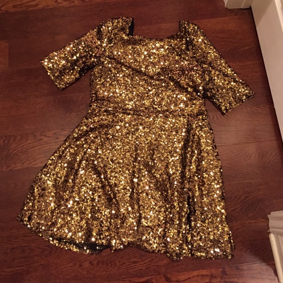French Connection Gold Sequin Dress