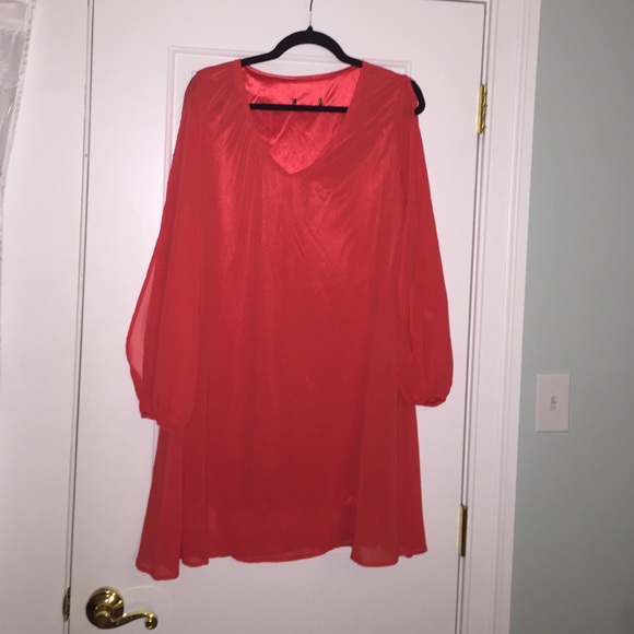 Chiffon Red Shift Dress NEVER WORN