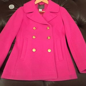 Gently used pink pea coat. Size 2petite.