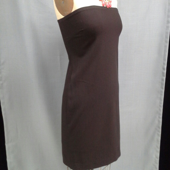 JOHN BARTLETT Rare Y2K Minimalist stretch STRAPLESS sheath Brown S/M - Picture 2 of 4