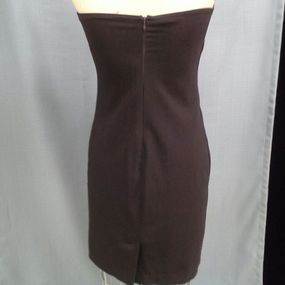 JOHN BARTLETT Rare Y2K Minimalist stretch STRAPLESS sheath Brown S/M - Picture 4 of 4