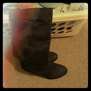 Black mid calf boots