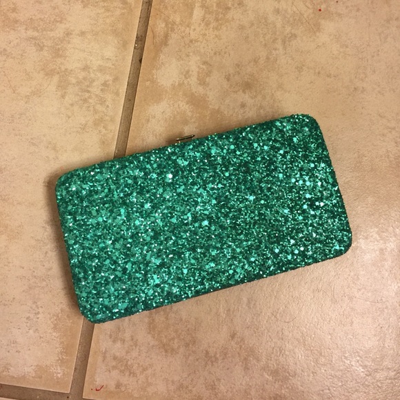 Teal Glitter Clutch