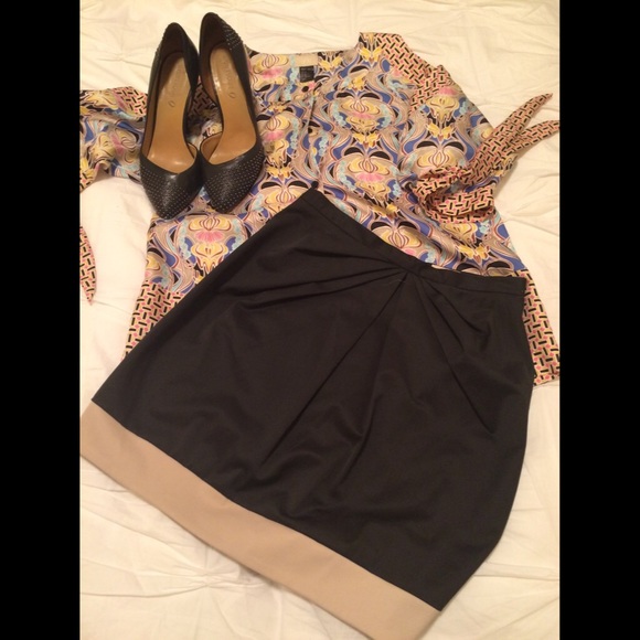 NWOT Black Mini Skirt with White Contrast Banding