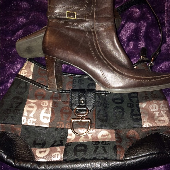 Etienne Aigner genuine Boots and faux purse. Sz 8