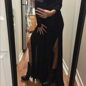 Zara Woman Black Long Double Slit Mesh Dress Small