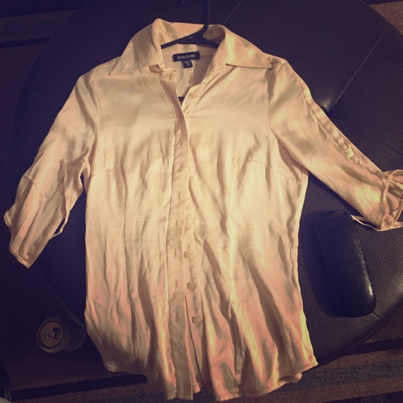 Bebe silk cream dress shirt