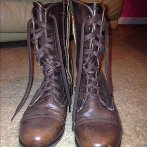brown Steve Madden combat boots