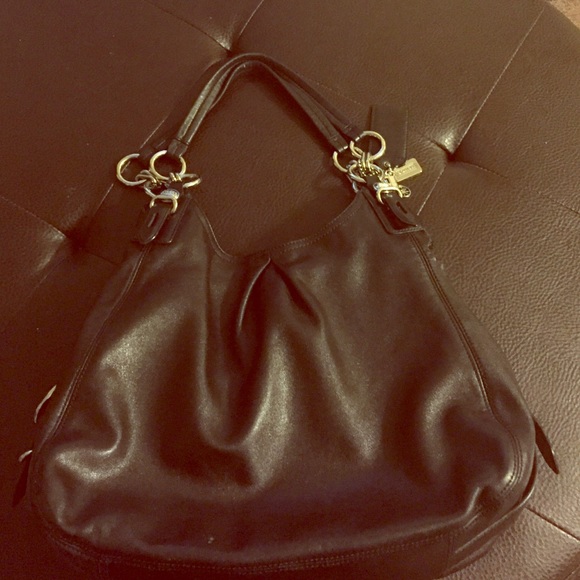 Coach black leather hobo