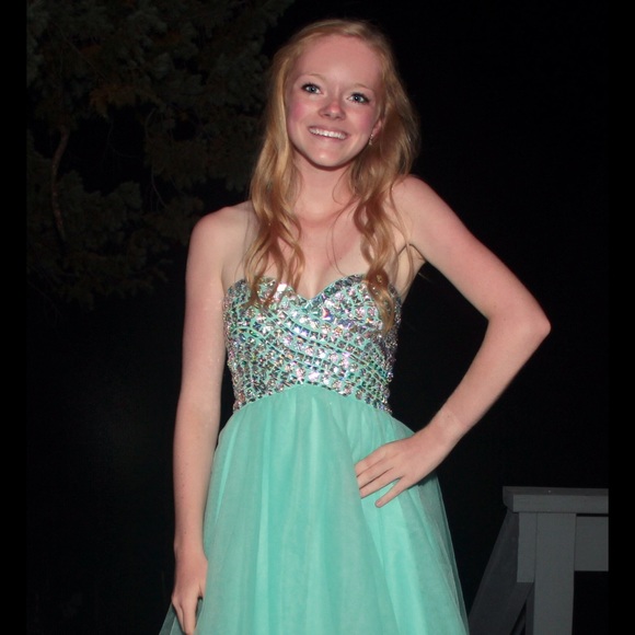 Mint green/ blue homecoming dress