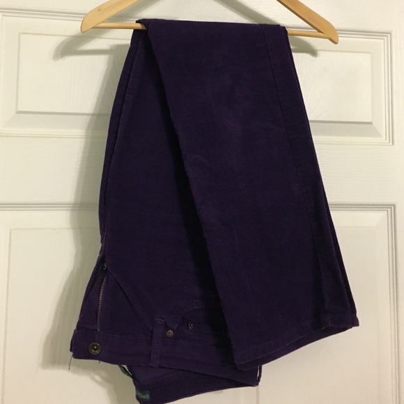 Purple Ralph Lauren corduroy boot cut pants.