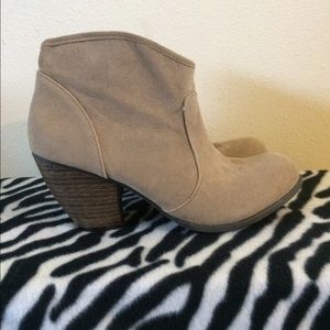 Tan heeled ankle booties