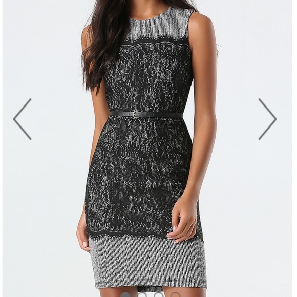 bebe lace contrast dress