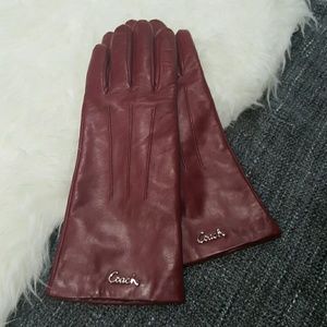 Red leather COACH gloves!