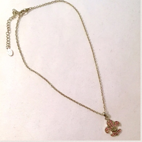 Cookie Lee pink fleur-de-lis necklace