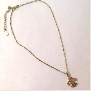 Cookie Lee pink fleur-de-lis necklace