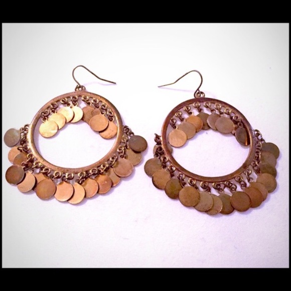 Antiqued copper paillard earrings