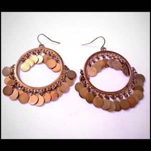 Antiqued copper paillard earrings