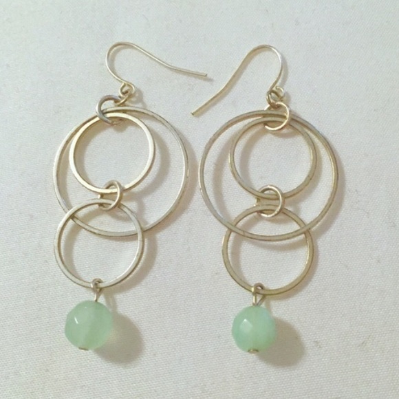 Silver & sea green dangle earring