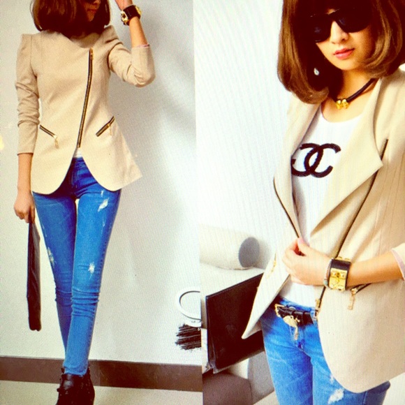 Jacket blazer with side zipper