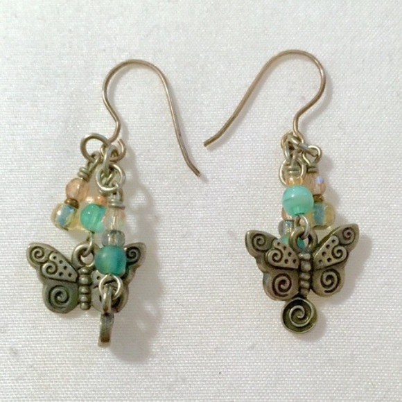 Artist-made silver butterfly earrings
