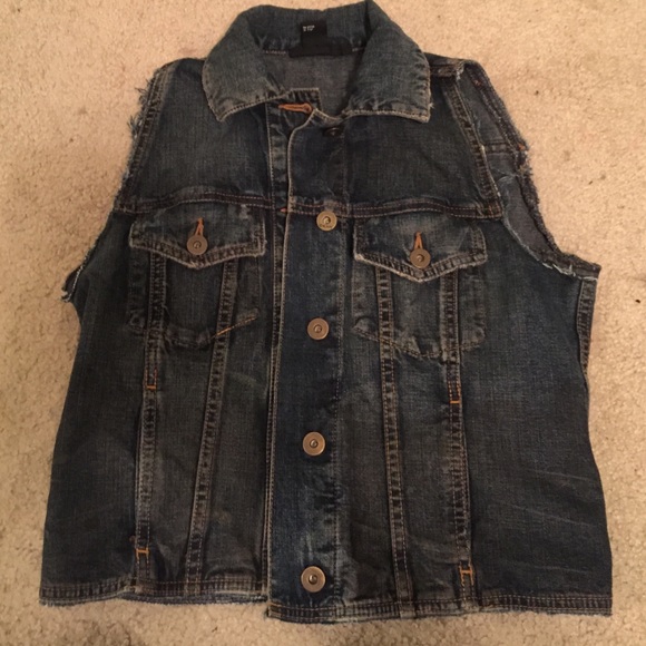 Small DKNY jean vest with a Minor Threat patch
