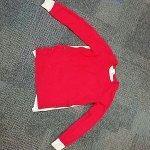 Red and veige sweater
